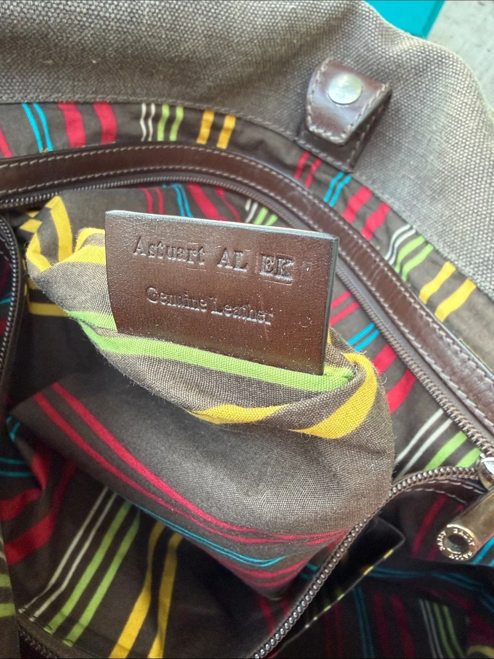 Bally Brown Canvas Messenger Bag with Dark Brown Leather Accents